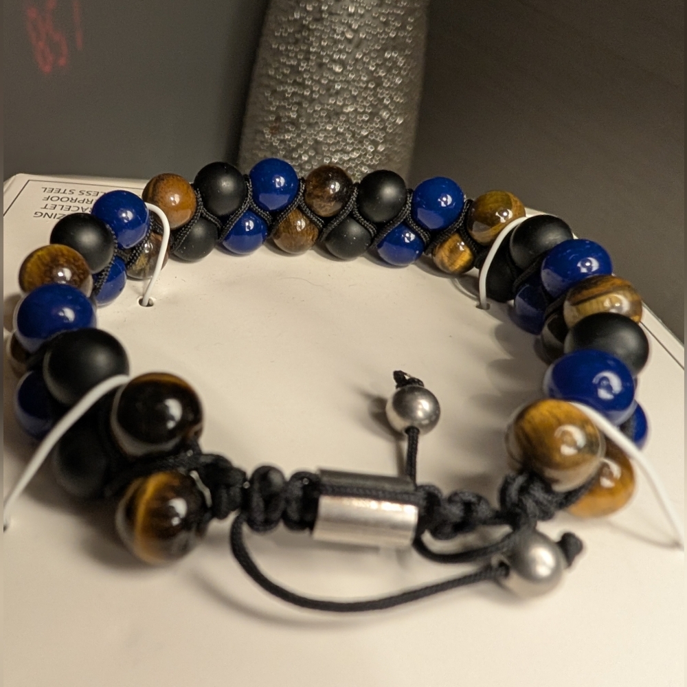 Men's Beaded Bracelet - Black, Blue, Brown